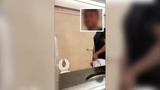 White sluts Drool and Gag all over big black cock inside Mall Toilet