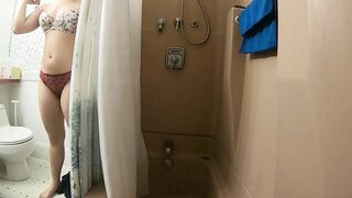 Barely Legal tries double penetration into the Shower for the first Time - Ass Plug and Sex Toy