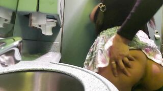 Aboard via Rail Fun Hispanic Plays Snatch and Butt Washroom Scenes