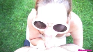 Outdoors pov Fellatio and Facial - Missy Blows Georges Uncut Dick inside Outside