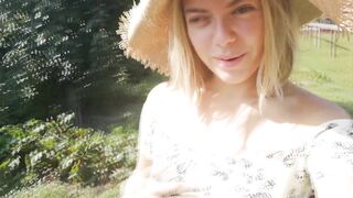 A HUMONGOUS ZUCCINI into Small Unshaved Twat! this Dirty Blonde Boned herself till Squirt and Shaking Orgasm!