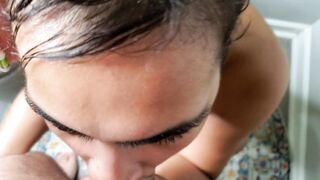 milf Hispanic Blows Cock Cummed Facial