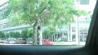 Helena Price Eats Good Hispanic Snatch inside the back Seat of a Vehicle on the Highway