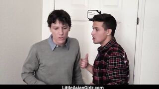 Hottie Asian Pizza Delivery cunt with mouth Ember Snow Sucks and Fucks two Gamers