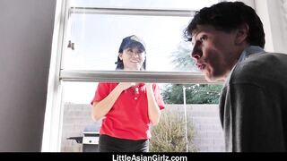 Hottie Asian Pizza Delivery cunt with mouth Ember Snow Sucks and Fucks two Gamers