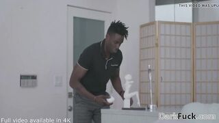 hot Dark Hair fucks long ebony dick PI to get back at