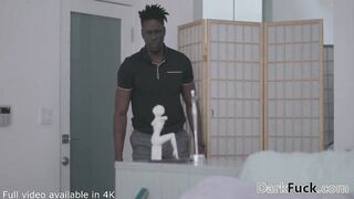 hot Dark Hair fucks long ebony dick PI to get back at