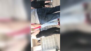 Dance Team Girl ass into yoga pants