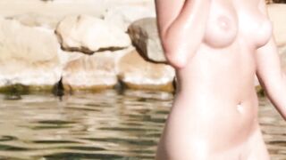 Erotic teasing - Gorgeous naked Women outdoors in the pool
