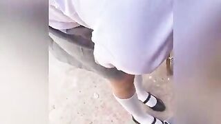 Hispanic Schoolgirl women SUCKING OFF Cock and FUCKING into the College!
