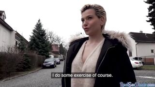 Cutie blonde mom with nice titted gets picked up and