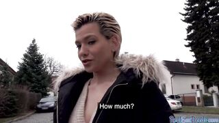 Cutie blonde mom with nice titted gets picked up and