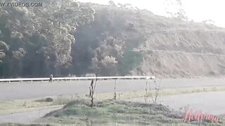 Sex with blonde on the road