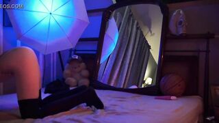 Giving a deep blow job after a striptease