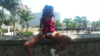 African Pee inside a Outside Park.