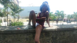 African Pee inside a Outside Park.