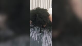 Gross Bimbo Licks her Squirt from Carpet, Fucks Ironing Board, Spits up on Jugs and Twat