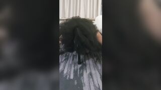 Gross Bimbo Licks her Squirt from Carpet, Fucks Ironing Board, Spits up on Jugs and Twat