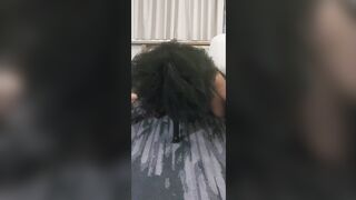 Gross Bimbo Licks her Squirt from Carpet, Fucks Ironing Board, Spits up on Jugs and Twat