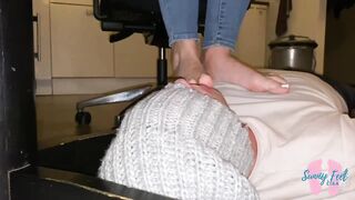Be my Footrest and Worship my Foot while i'm Working at Home - Part one