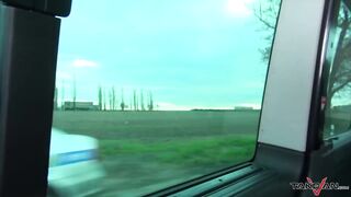Short haired boosty blondie is dressed less inside the countryside,
