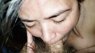 eastern Oral Sex Queen Blows Nuts and Leaks Cum from her Hottie oriental milf Mouth