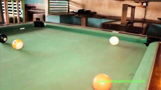 babe outdoor billiard banged! into a bar for a challenge
