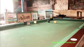 babe outdoor billiard banged! into a bar for a challenge