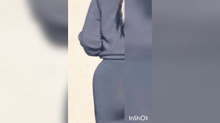 Hispanic Running into watch through Pants into Outdoors, Twerks Long Butt into G-String!