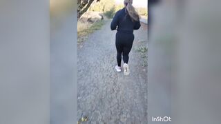 Hispanic Running into watch through Pants into Outdoors, Twerks Long Butt into G-String!