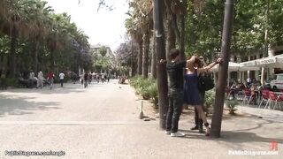 Spanish skank humiliated into outside