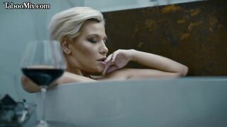 Big Titted les scissoring and finger fuck by lover while masturbating