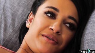 Chubby black teenie step-daughter Emori Pleezer finding solace on stepdads