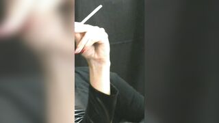 Smoking Wifey inside Huge Red Nails Torture Hand Job Cummed Fountain