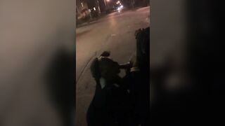 Black Thot milf Blowing Long Penis outdoor inside Front of the Neighborhood