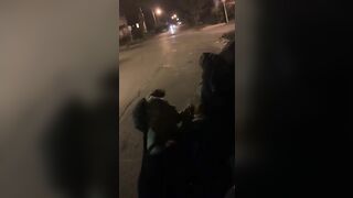 Black Thot milf Blowing Long Penis outdoor inside Front of the Neighborhood