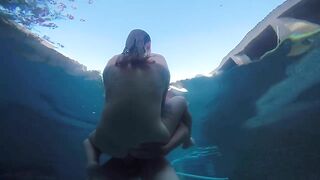 Filling both Holes and Anal Cream Pie into the Pool Underwater GoPro Clip