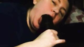 Succulent Samantha swallowing a ebony penis
