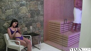 VIXEN Brazen Bae & shy bestie Stefany seduce mature man