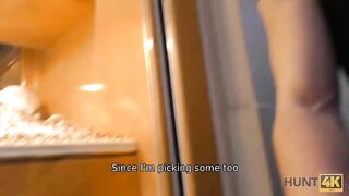HUNT4K. Older hunter stretches beauty while her cuckold boyfriend watches