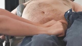 Big Titted blonde takes long load of cripple and slides it