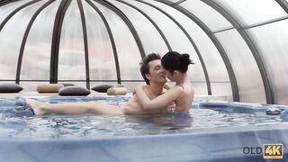 OLD4K. Older bro tenderly fucks Hottie dark haired after relax into