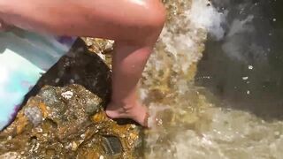 hot cougar Scuirt into Outdoors Greek Beach