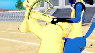 Pokemon Animated Furry Yiff 3D - Lucario x Pikachu rough