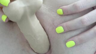 Amazingly Hot Bimbo with Long Titted and Tight Leaking Vagina Fucks herself with a Sex Toy and Jizzes
