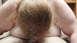 Huge Big Titted Ginger Sucks Hubby to Climax