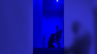 Call cunt with mouth into the Balcony