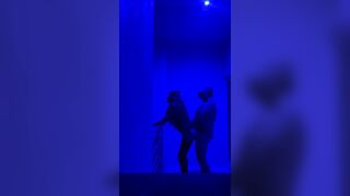 Call cunt with mouth into the Balcony