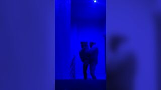 Call cunt with mouth into the Balcony