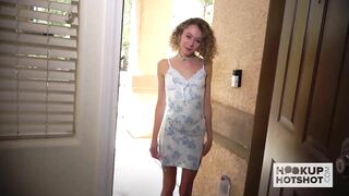 Slim blonde 19 year old Allie Addison goes on second date for